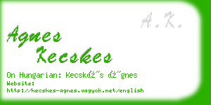 agnes kecskes business card